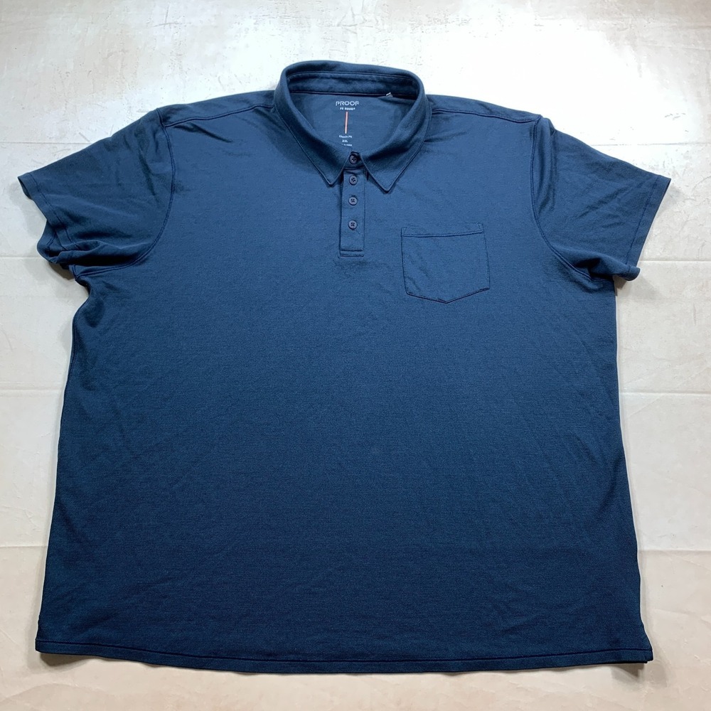 Proof 72-Hour Merino Polo Shirt Mens 2XL Navy Blue Wool Blend Performance Gorp